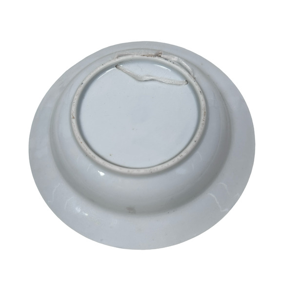 Vintage Chinese Kraak Style Bowl 6.5" Blue White Boy Chasing Butterflies - Picture 2 of 8